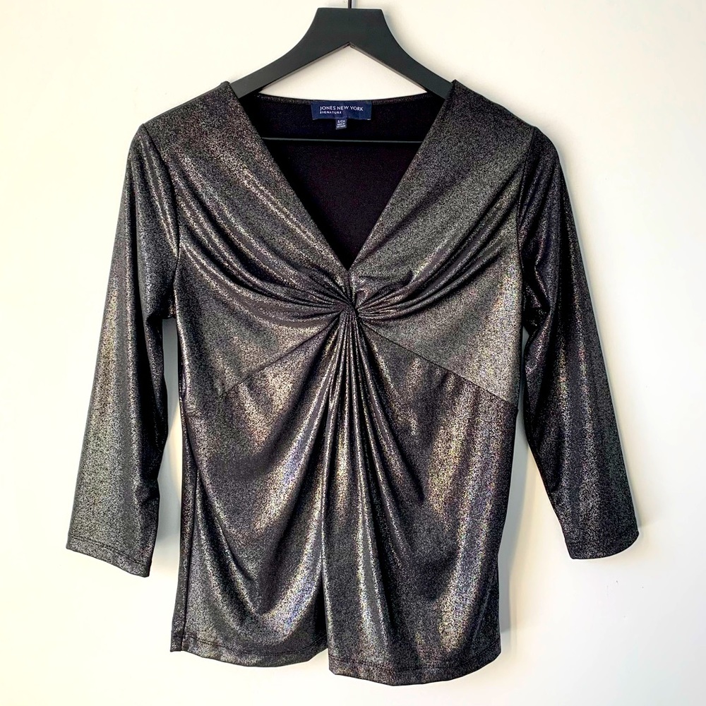 Jones New York Twisted Shimmer Long Sleeve Shirt! Y2K!